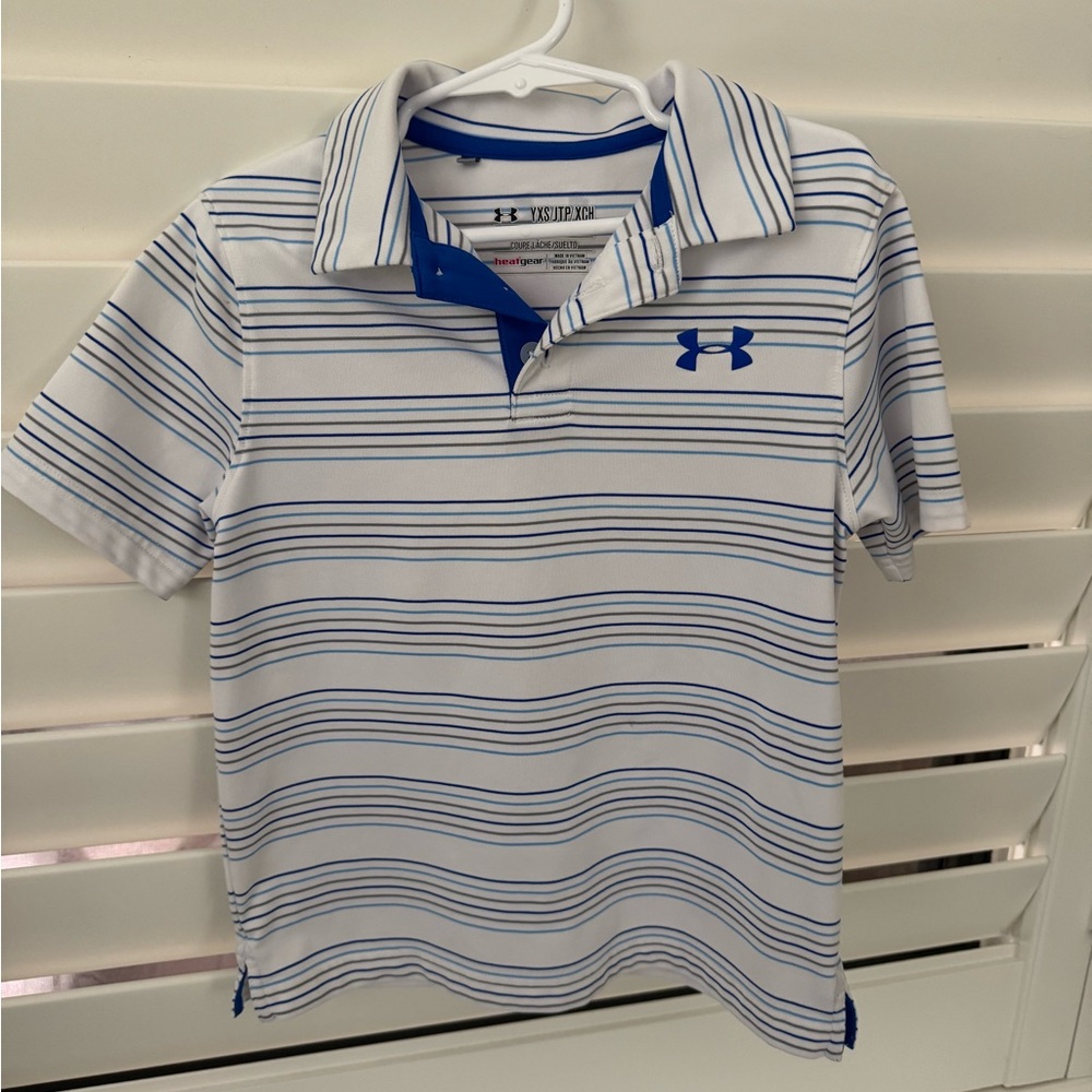 Under Armour Kids White and Blue Polo Shirt